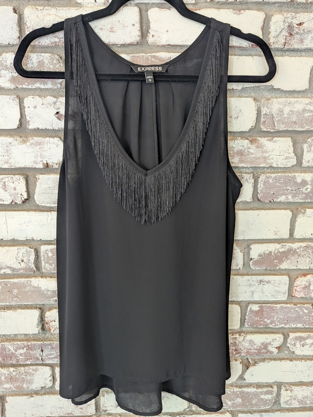 Express Black Fringe Tank Top